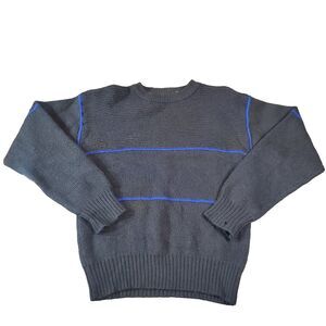 Yves Saint Laurent YSL 100% Wool Ribbed Knit Crewneck Sweater Men’s Sm Black